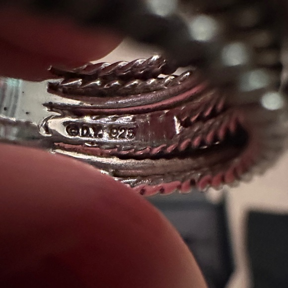 David Yurman Crossover Diamonds Twisted Silver Ring - Picture 4 of 5